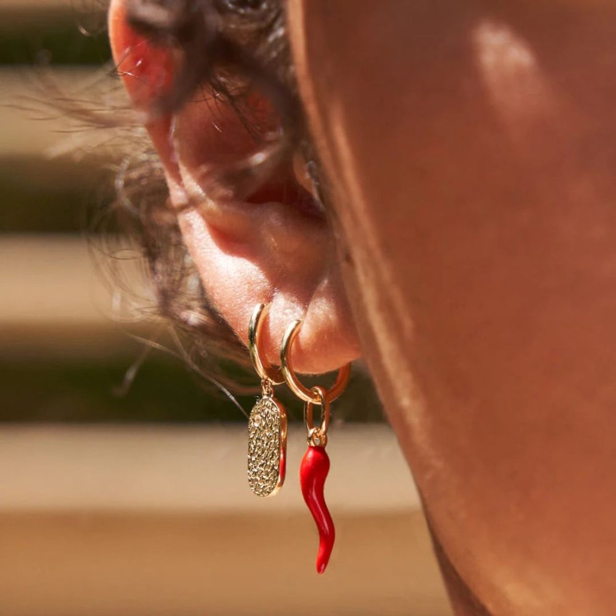 Accessories Arms Of Eve Earrings | Cornicello Red Double Charm Earring