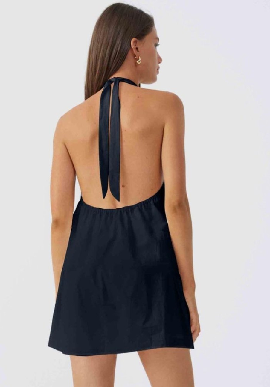 Fashion SNDYS Mini Dress | Leighton Halter Dress-Black