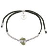 Accessories Tiger Frame Bracelets | Tiger Frame Silver Chain & Cord - Olive With Peridot