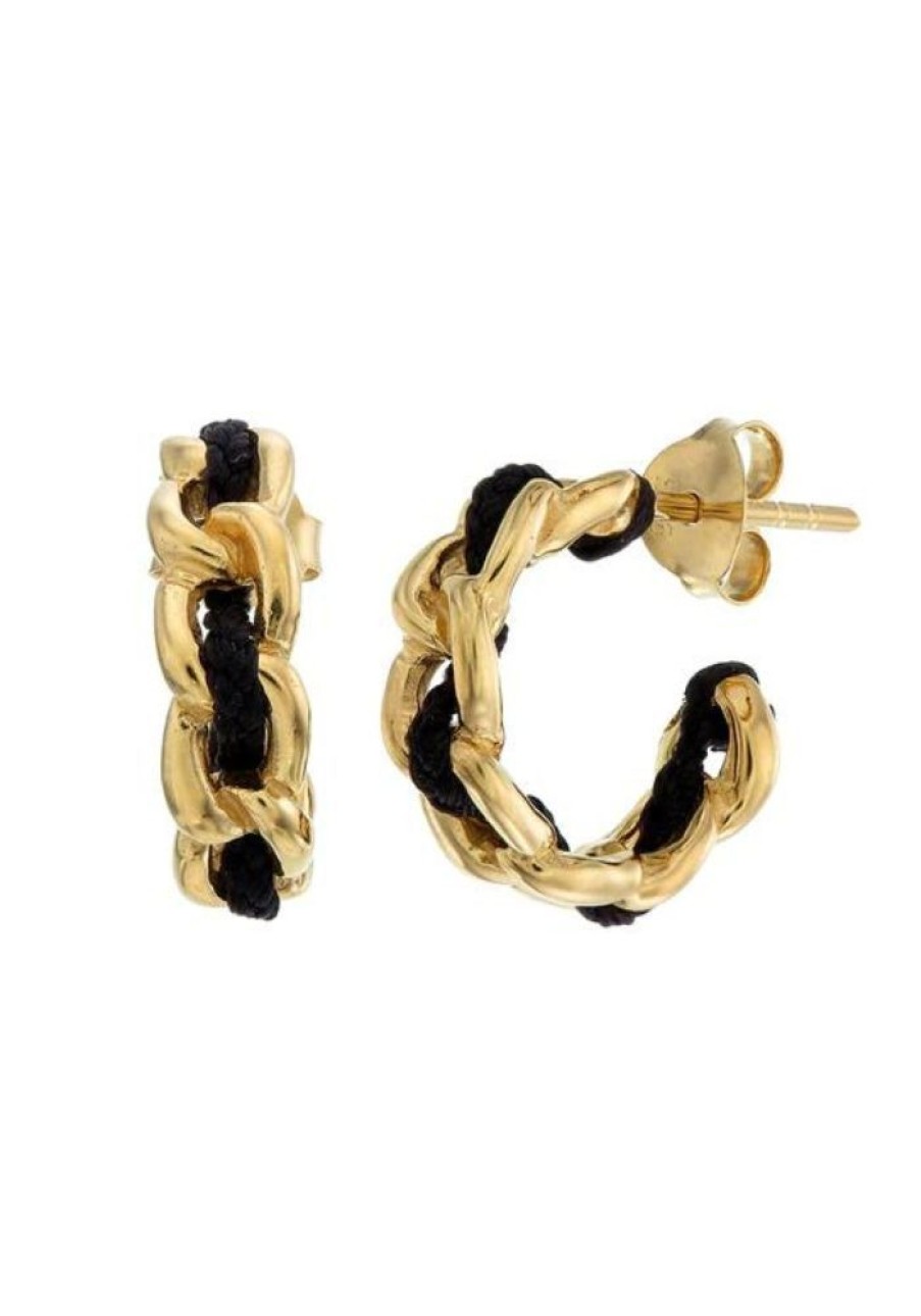 Accessories Tiger Frame Gold Jewels | Tiger Frame Gold Holiday Hoops- Black