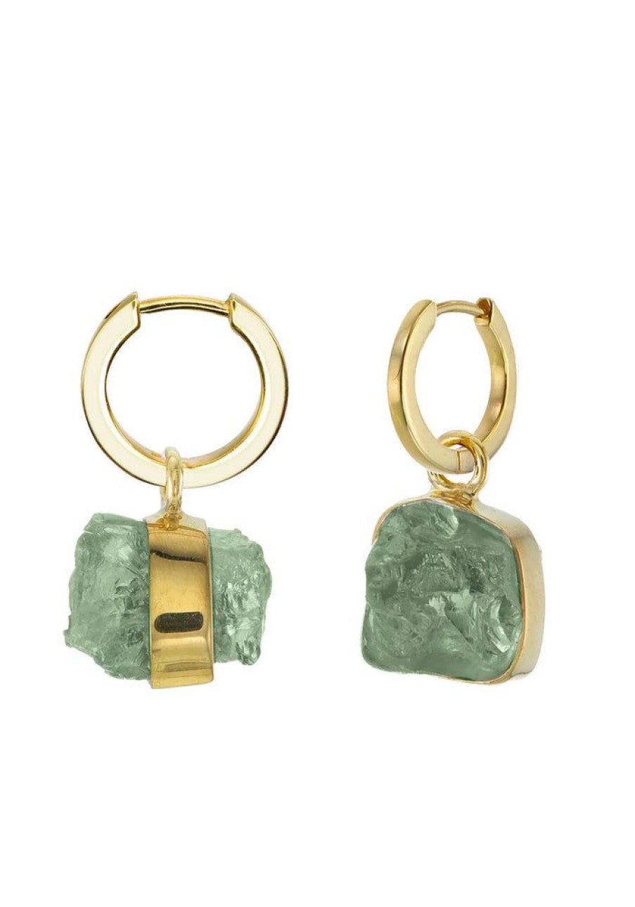 Accessories Tiger Frame Earrings | Tiger Frame Gold Mini Rough Gem - Peridot