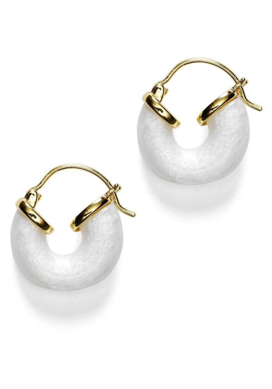 Accessories Anni Lu Gold Jewels | Petit Swell Hoop Earrings - White