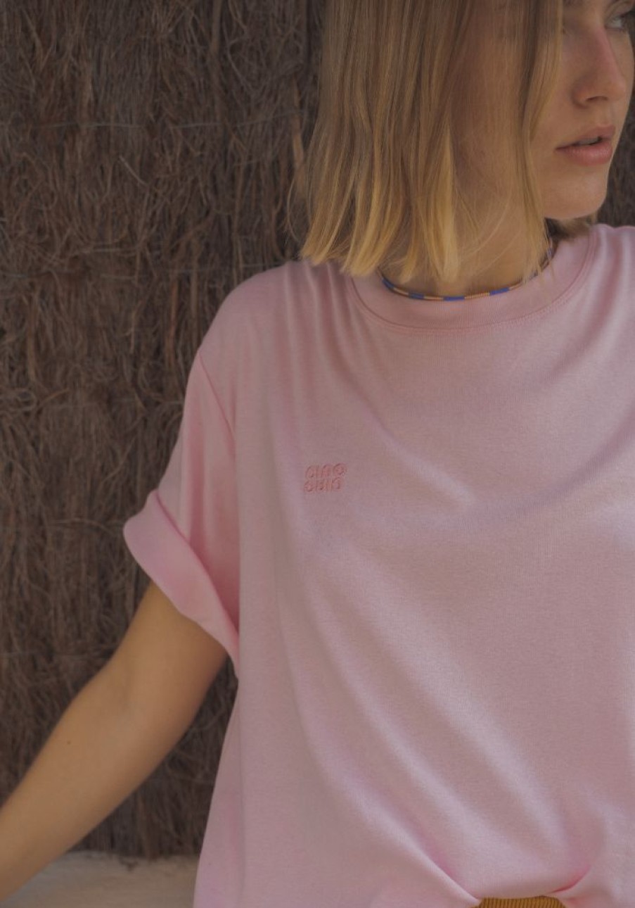 Fashion Ciao Ciao Vacation Tops | Low Key Logo Tee- Pink