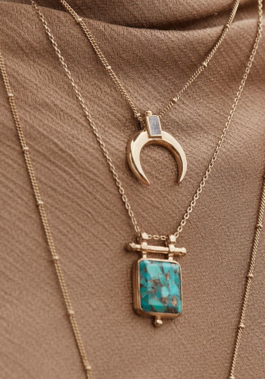 Accessories Tonimay Necklaces | Etheria Copper Turquoise Necklace - Gold