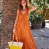 Fashion Holiday Maxi Dress | Goddess Dress - Copper