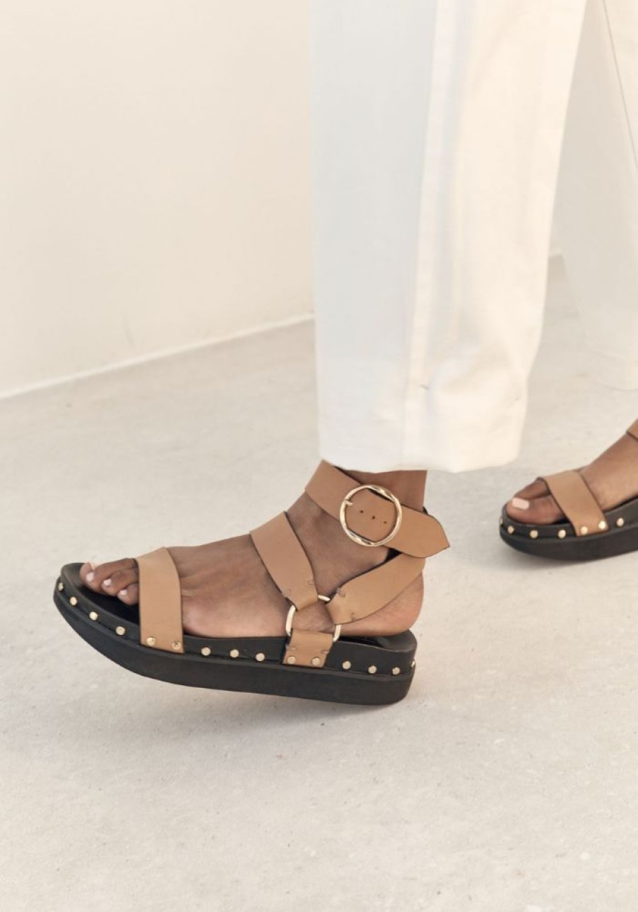 Accessories LA Tribe Sandals & Slides | Studded Sandal - Light Tan