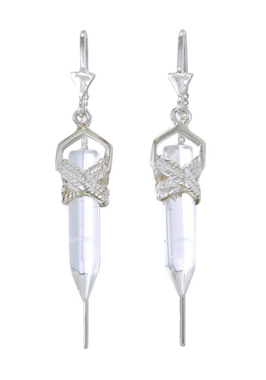 Accessories Tiger Frame Earrings | Tiger Frame Silver Rope Bezel Earrings - Quartz