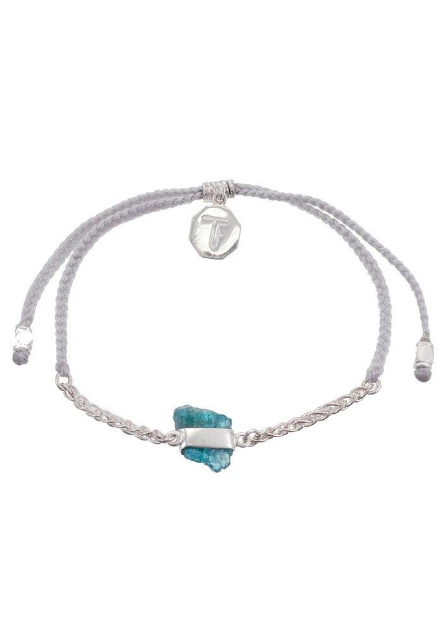 Accessories Tiger Frame Bracelets | Tiger Frame Silver Chain & Cord - Pale Grey With Apatite