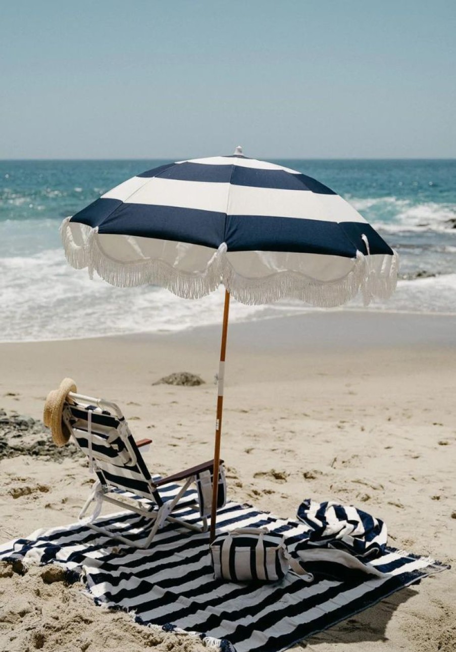 Accessories Business & Pleasure Co Beach Accessories | Holiday Beach Umbrella- Navy Capri Stripe