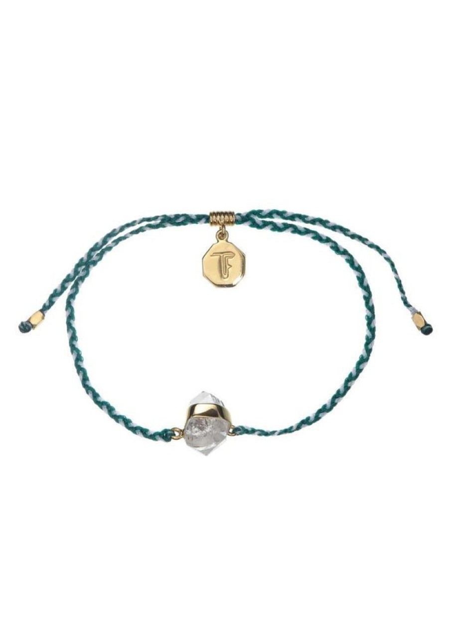 Accessories Tiger Frame Bracelets | Tiger Frame Diamond Quartz Crystal Gold Bracelet- Green/White