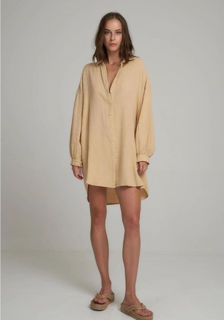 Fashion Lilya Mini Dress | Apple Shirt Dress- Honey