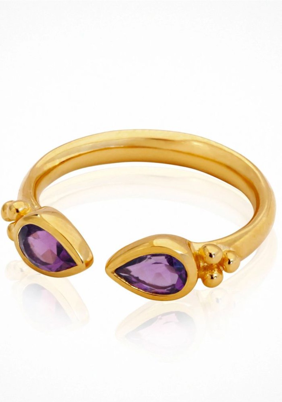 Accessories Temple of the Sun Gold Jewels | Sarra Ring - Amethyst