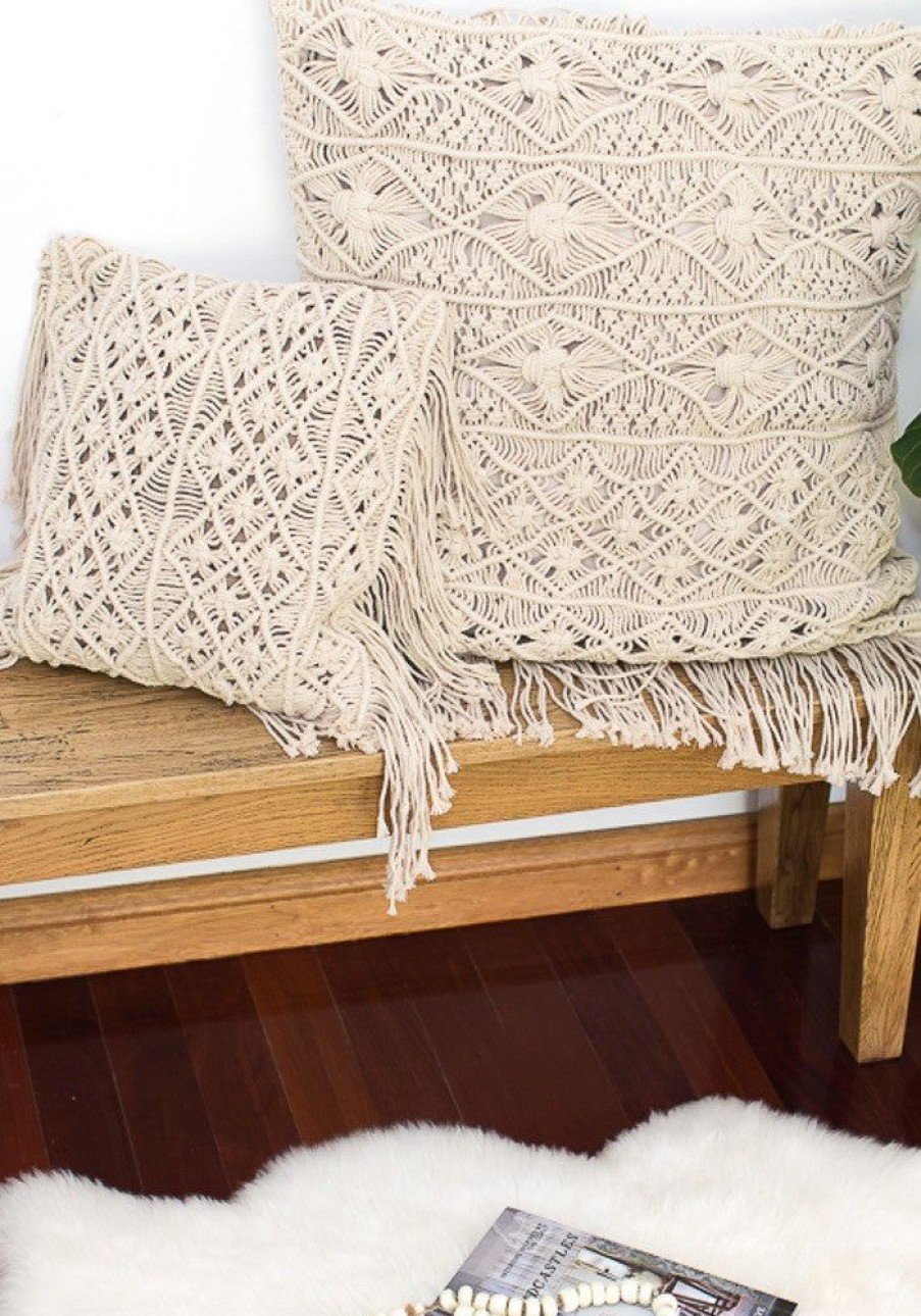 Homewares Cabo Gypsy | Tassel Macrame Cushion Natural