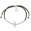 Accessories Tiger Frame Bracelets | Tiger Frame Silver Chain & Cord - Black With Diamond Quartz