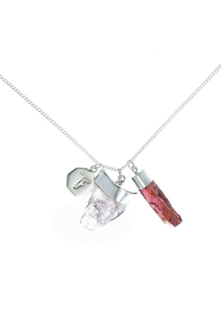 Accessories Tiger Frame Silver Jewels | Tiger Frame Silver Morganite/Garnet Charm Necklace