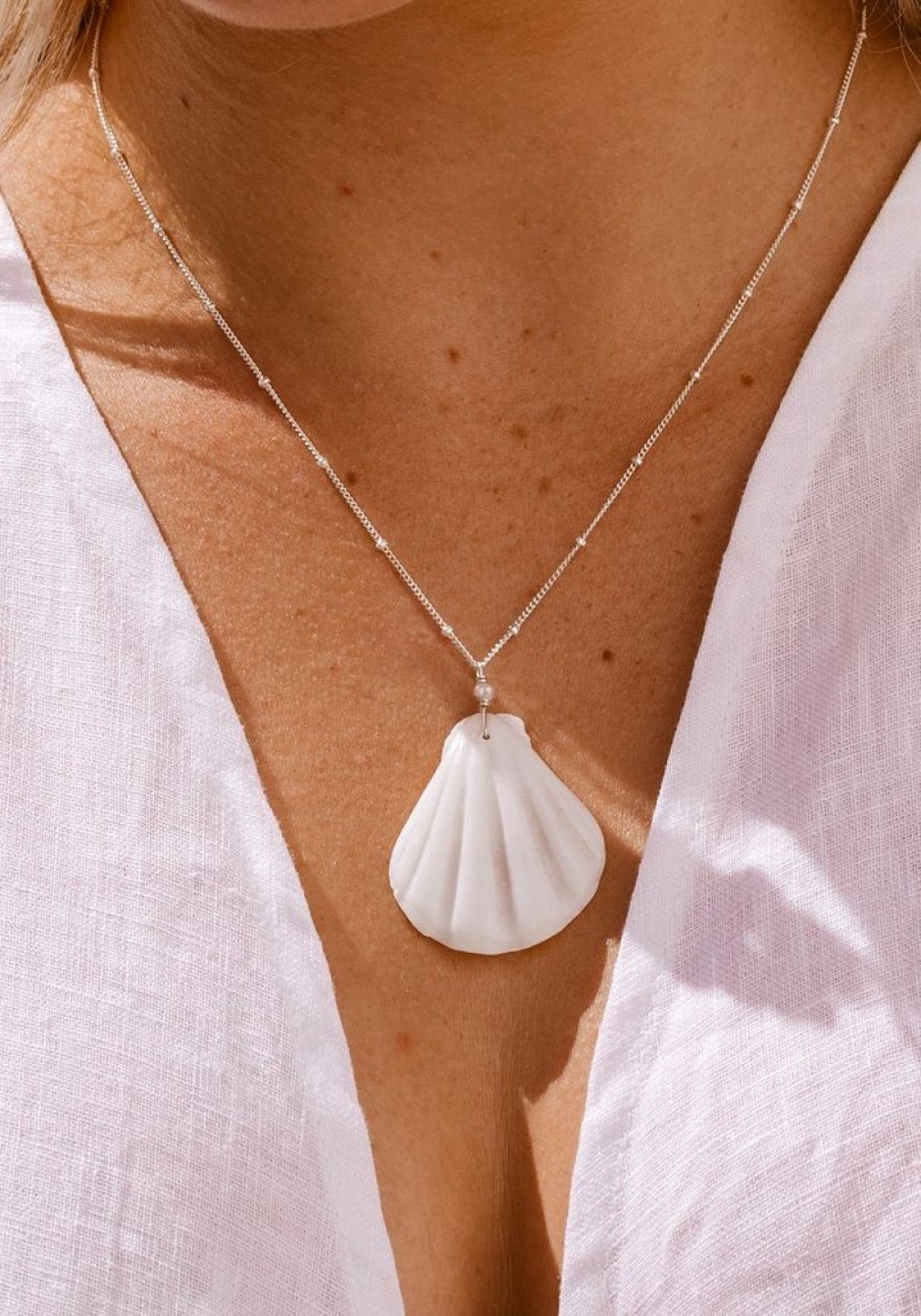 Accessories Lunarsea Silver Jewels | White Shell Satellite Silver Necklace