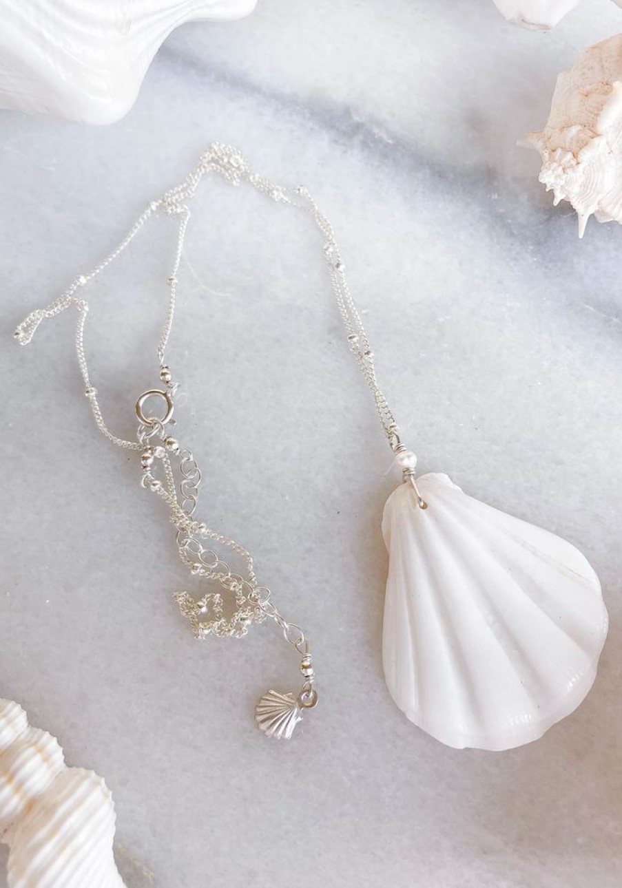 Accessories Lunarsea Silver Jewels | White Shell Satellite Silver Necklace