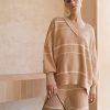 Fashion Arcaa Movement Tops | Vera Organic Knit Sweater- Honey Stripe