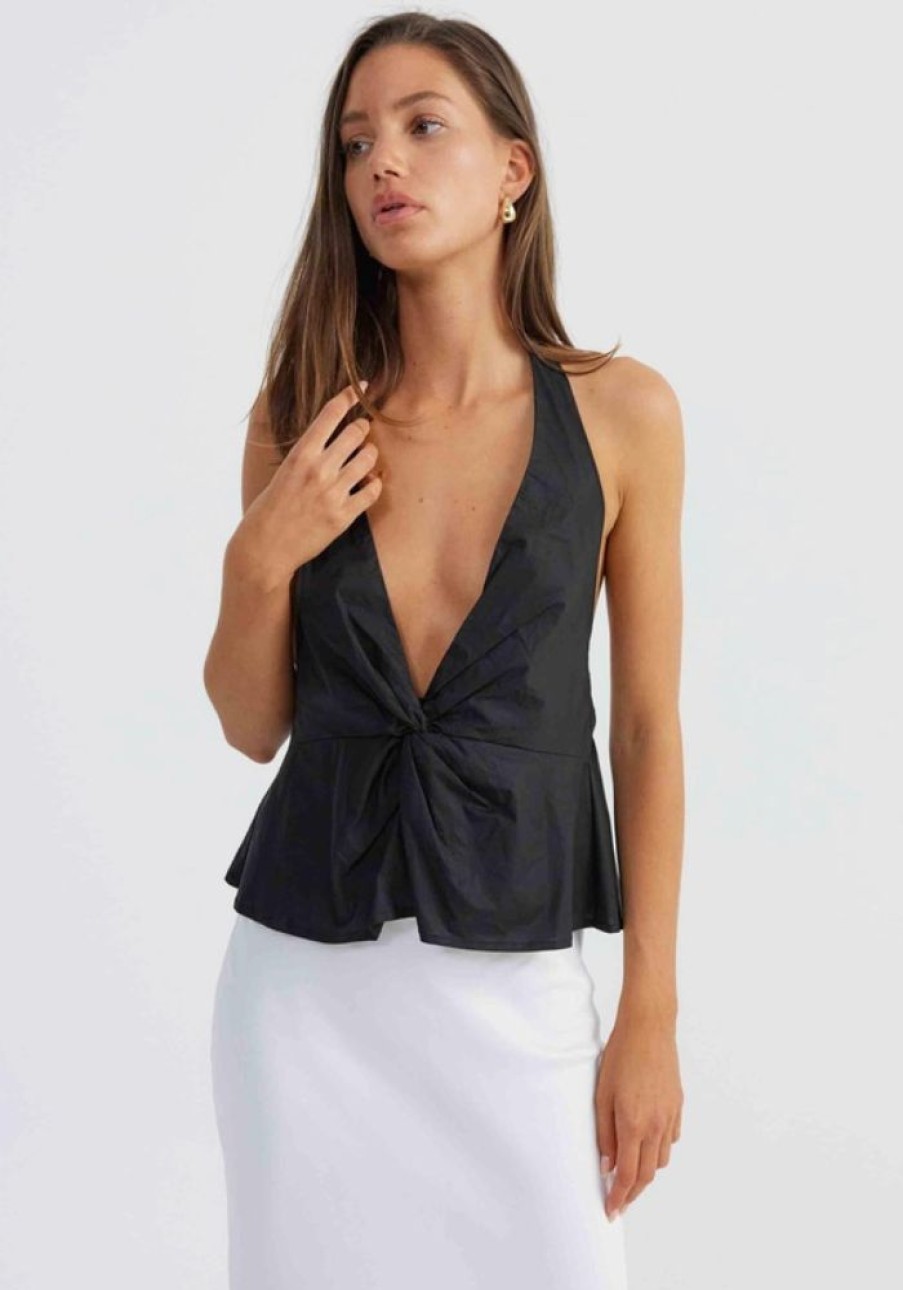 Fashion SNDYS Tops | Leighton Halter Top- Black