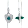 Accessories Tiger Frame Silver Jewels | Tiger Frame Silver Lovers Pull Through Earrings- Green Onyx