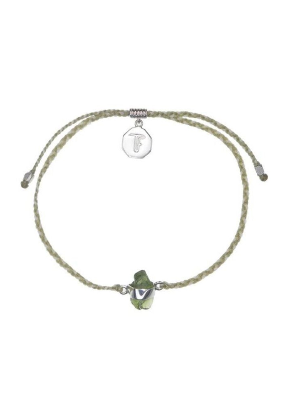 Accessories Tiger Frame Silver Jewels | Tiger Frame Peridot Crystal Silver Bracelet- Green/Cream