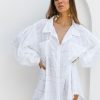 Fashion Cabo Mini Dress | Capri Shirt Dress - Frayed White