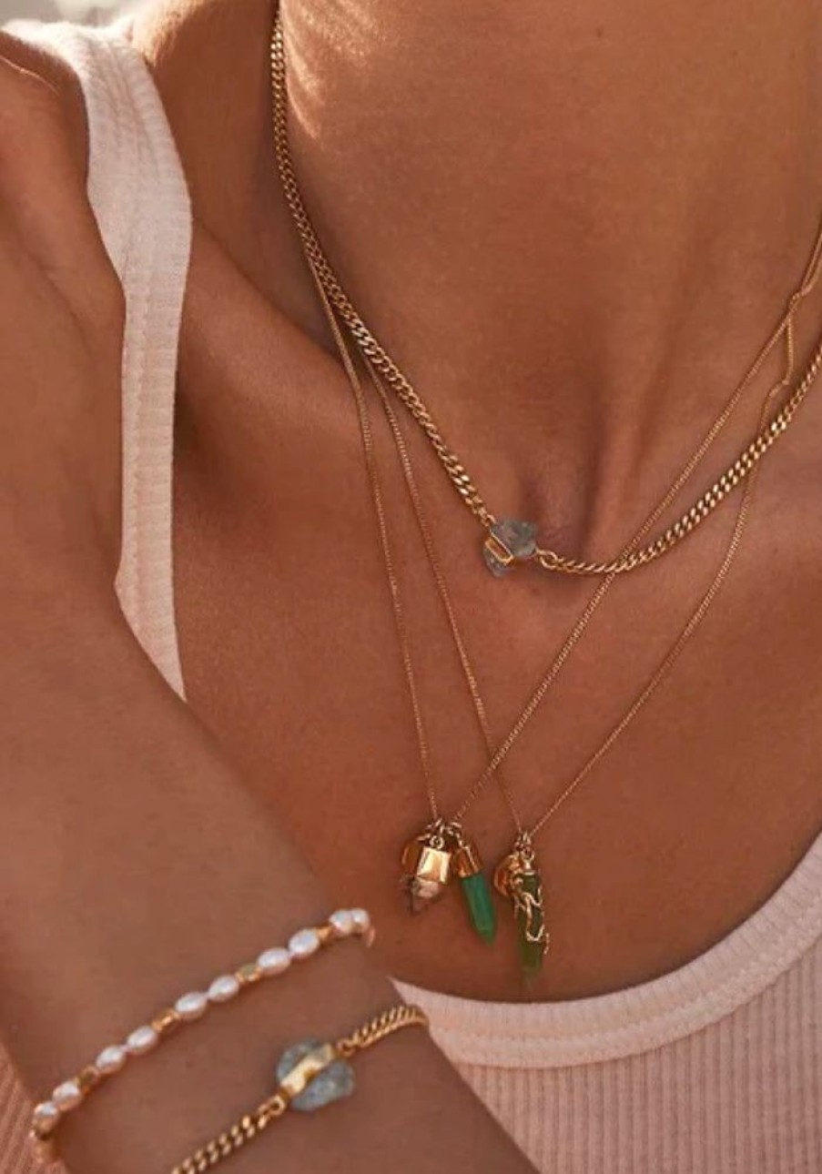 Accessories Tiger Frame Necklaces | Tiger Frame Charm Chrysoprase & Diamond Necklace