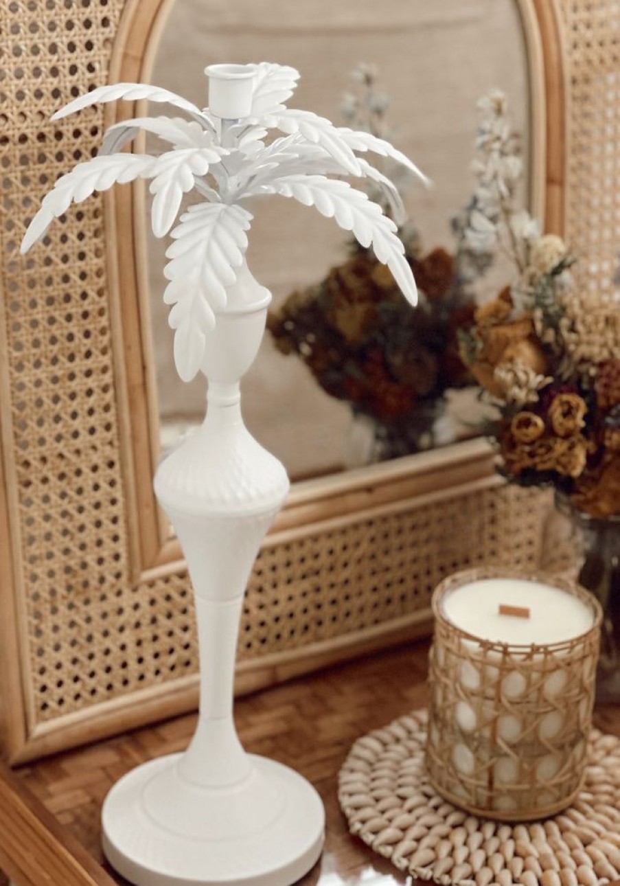 Homewares LaVida Trading | Palm Candle Holder - White