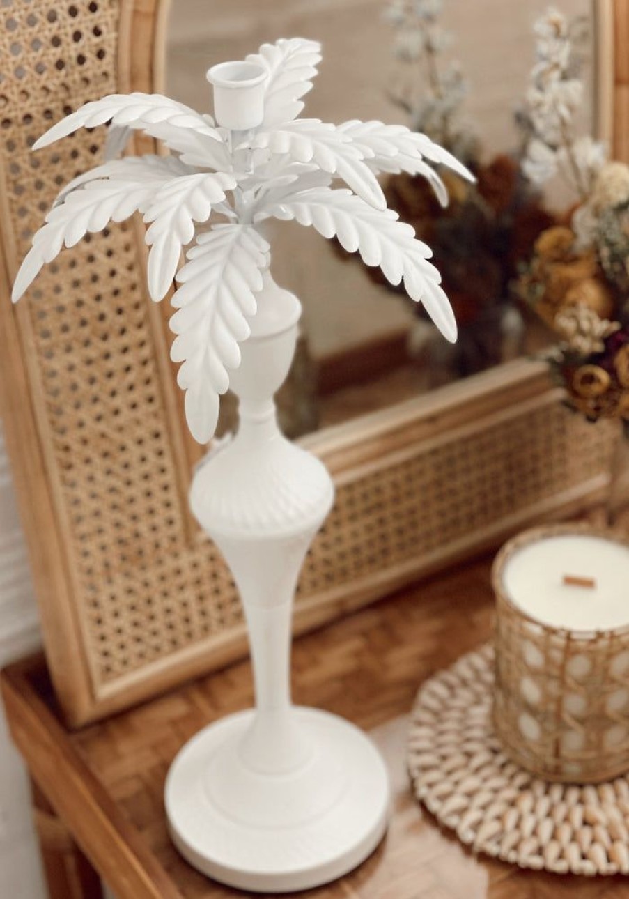 Homewares LaVida Trading | Palm Candle Holder - White