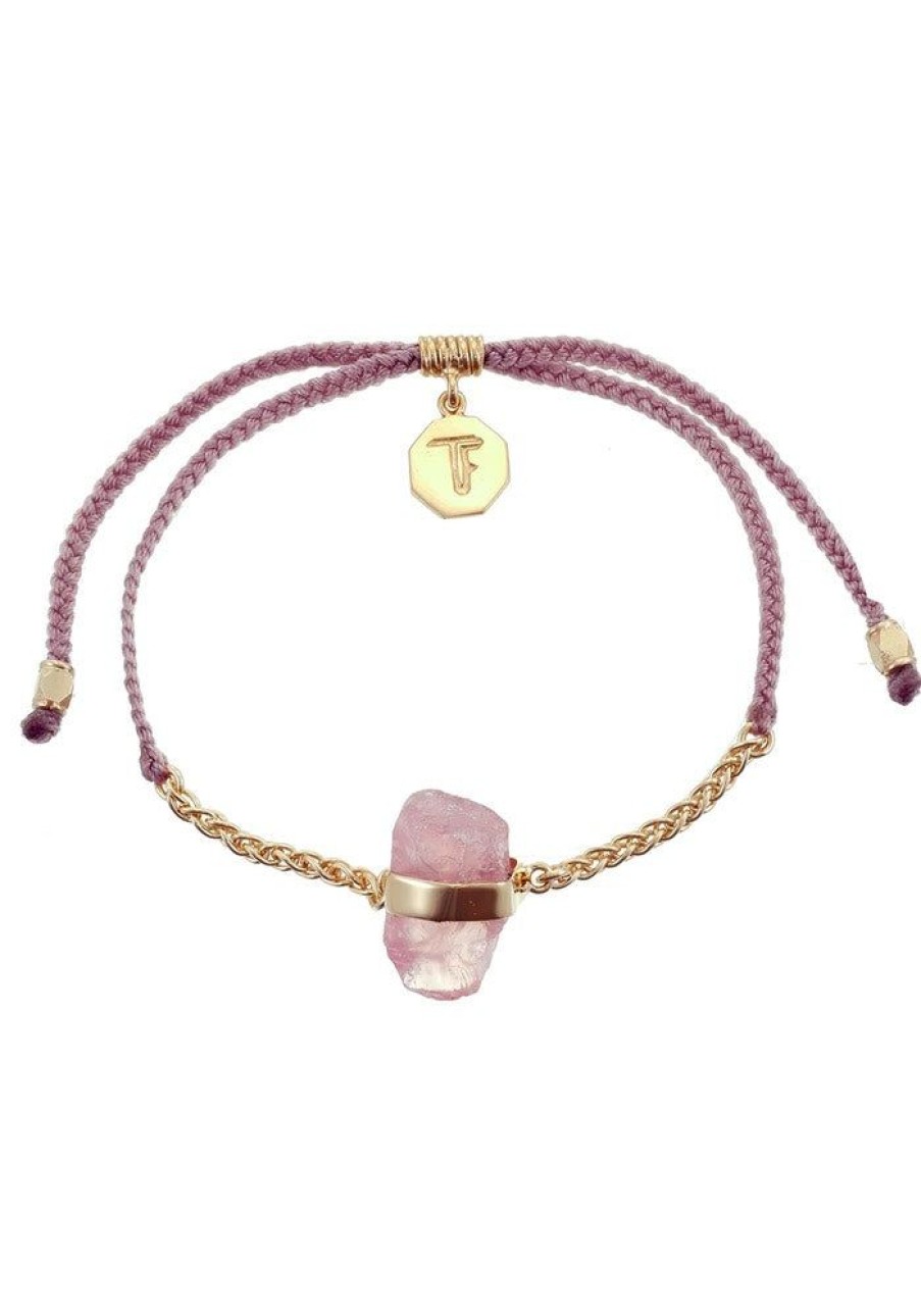 Accessories Tiger Frame Bracelets | Tiger Frame Gold Chain & Cord - Dusty Pink With Rose Quartz