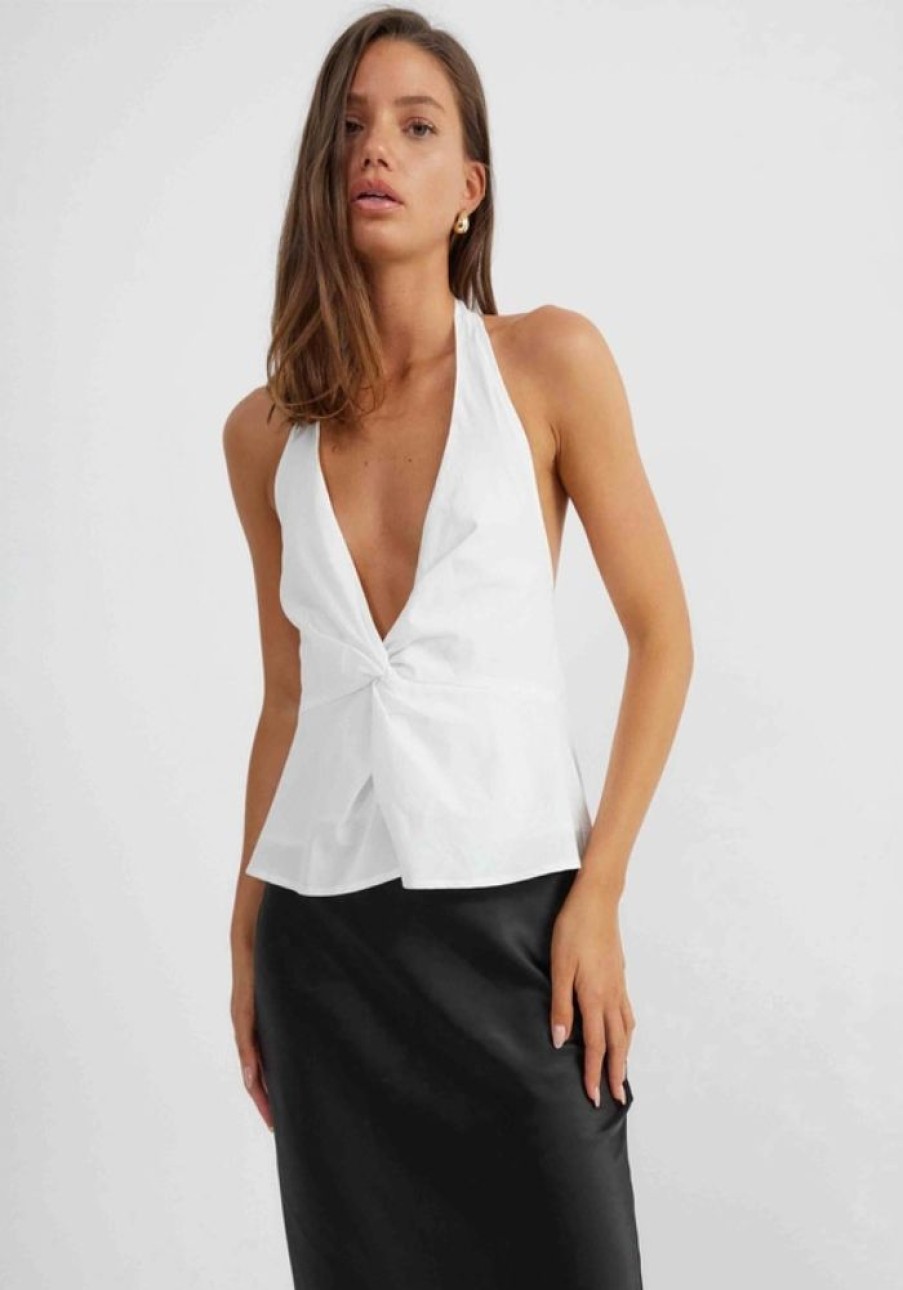 Fashion SNDYS Tops | Leighton Halter Top- White