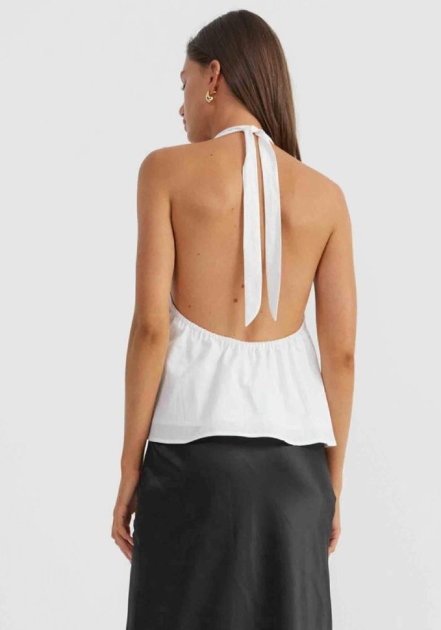 Fashion SNDYS Tops | Leighton Halter Top- White