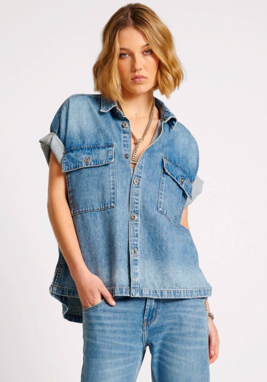 Fashion One Teaspoon Tops | Blue Rapture Cut Off Denim Shirt