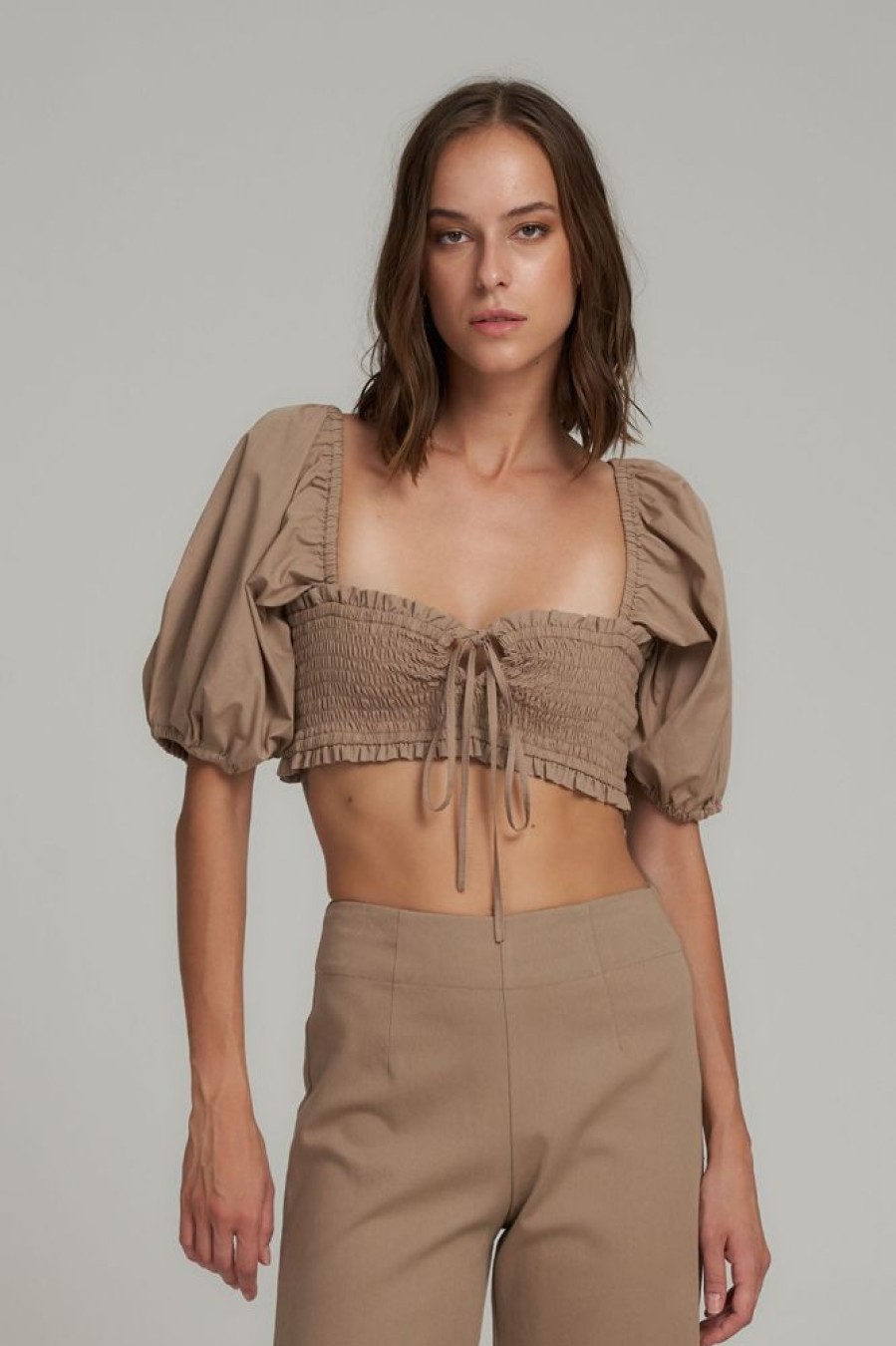 Fashion Lilya Tops | Toffee Crop Top- Bark