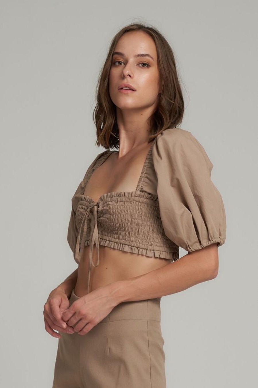 Fashion Lilya Tops | Toffee Crop Top- Bark